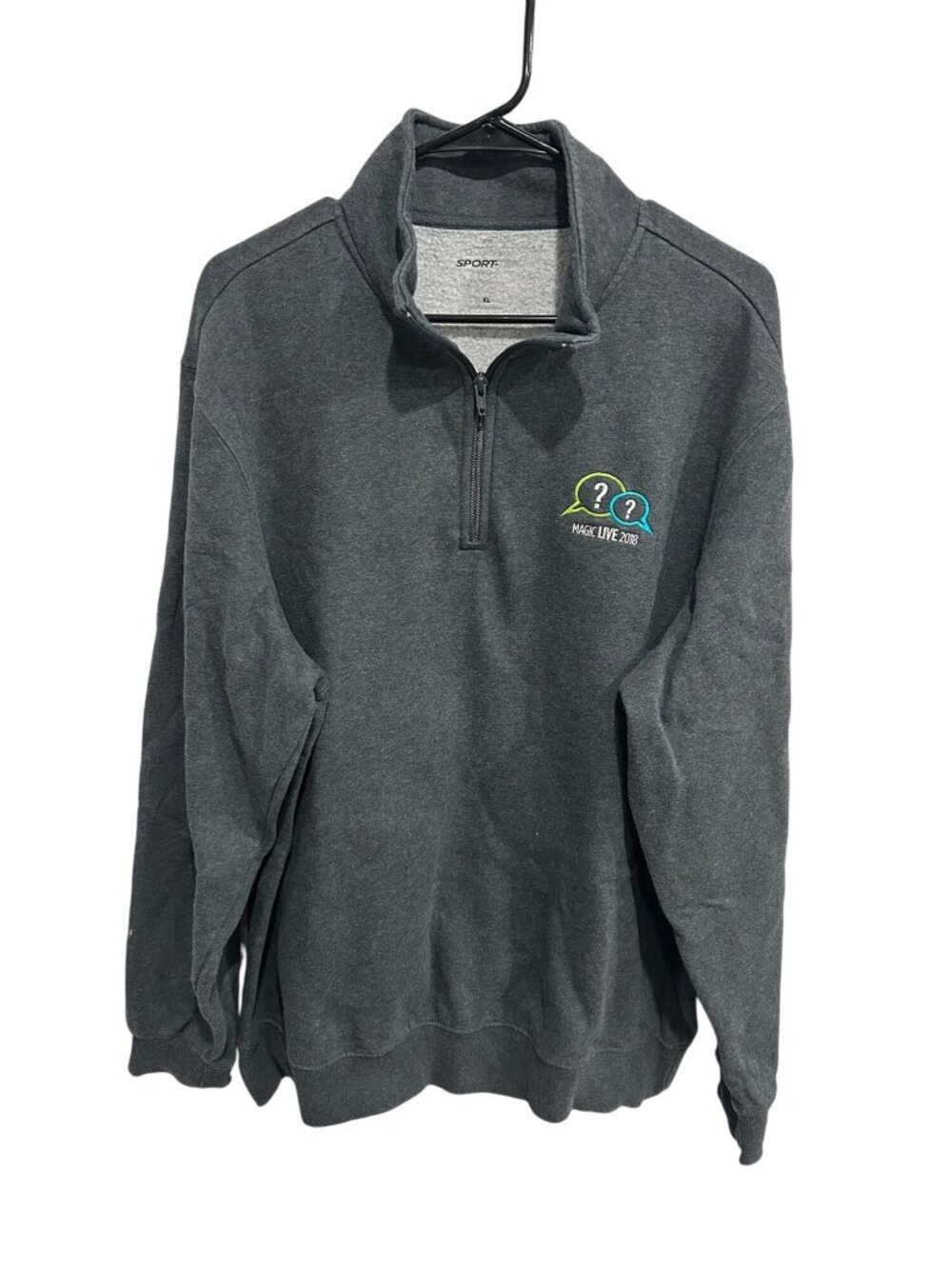 Sport-Tek XL Mens Gray 1/4 Zip Logo Fleece Pullover Nomadcore Skater Aesthetic